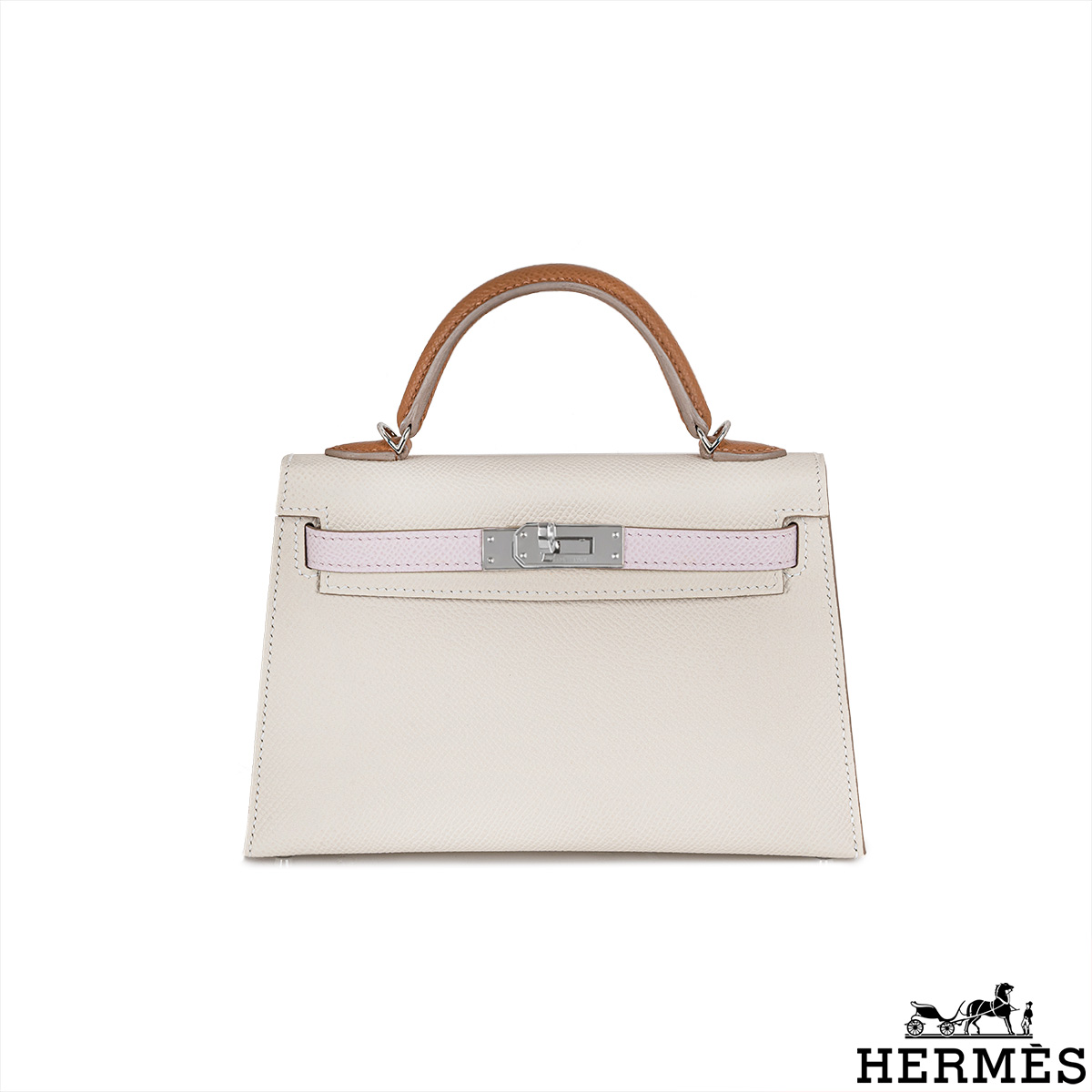 Hermès Kelly Mini II Tricolore Verso Craie/Mauve Pale/Gold Veau Epsom PHW